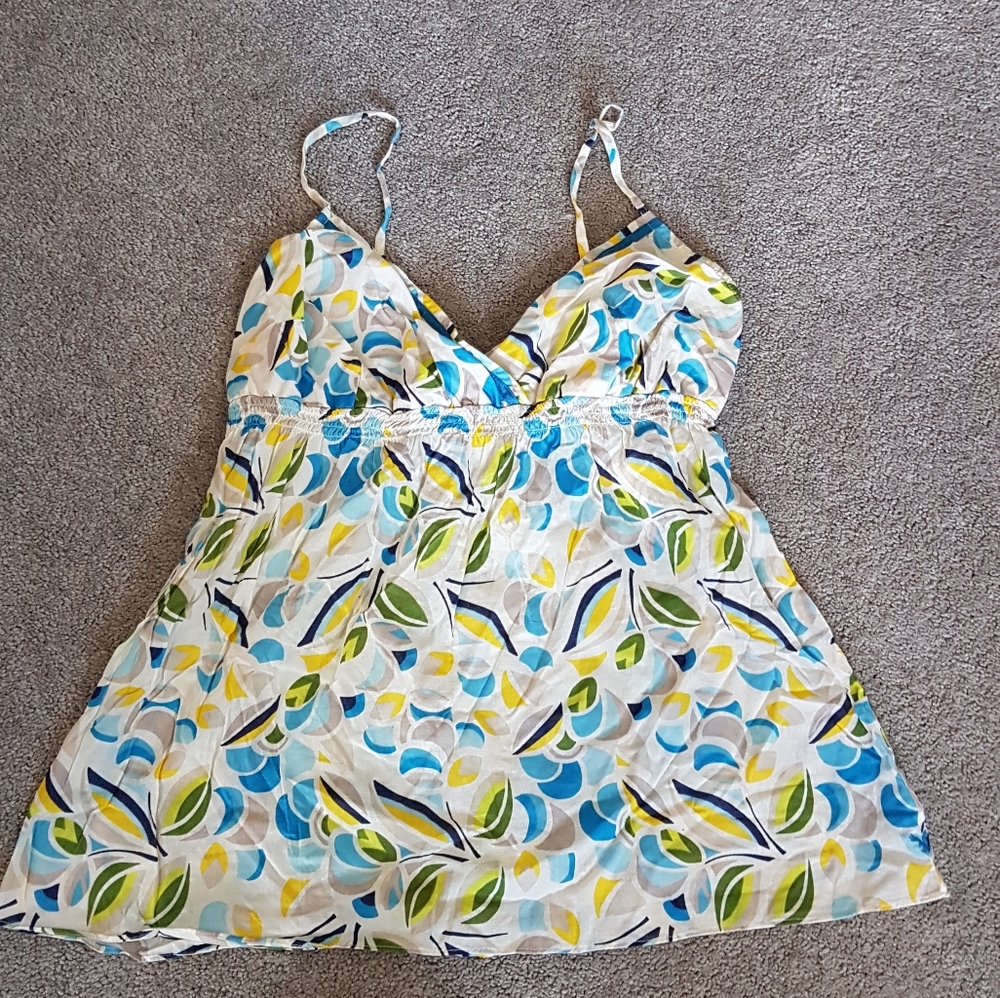 American eagle blue floral tank top sz 6